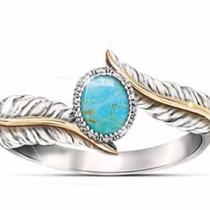 Feather Turquoise Sterling & 18kt Ring